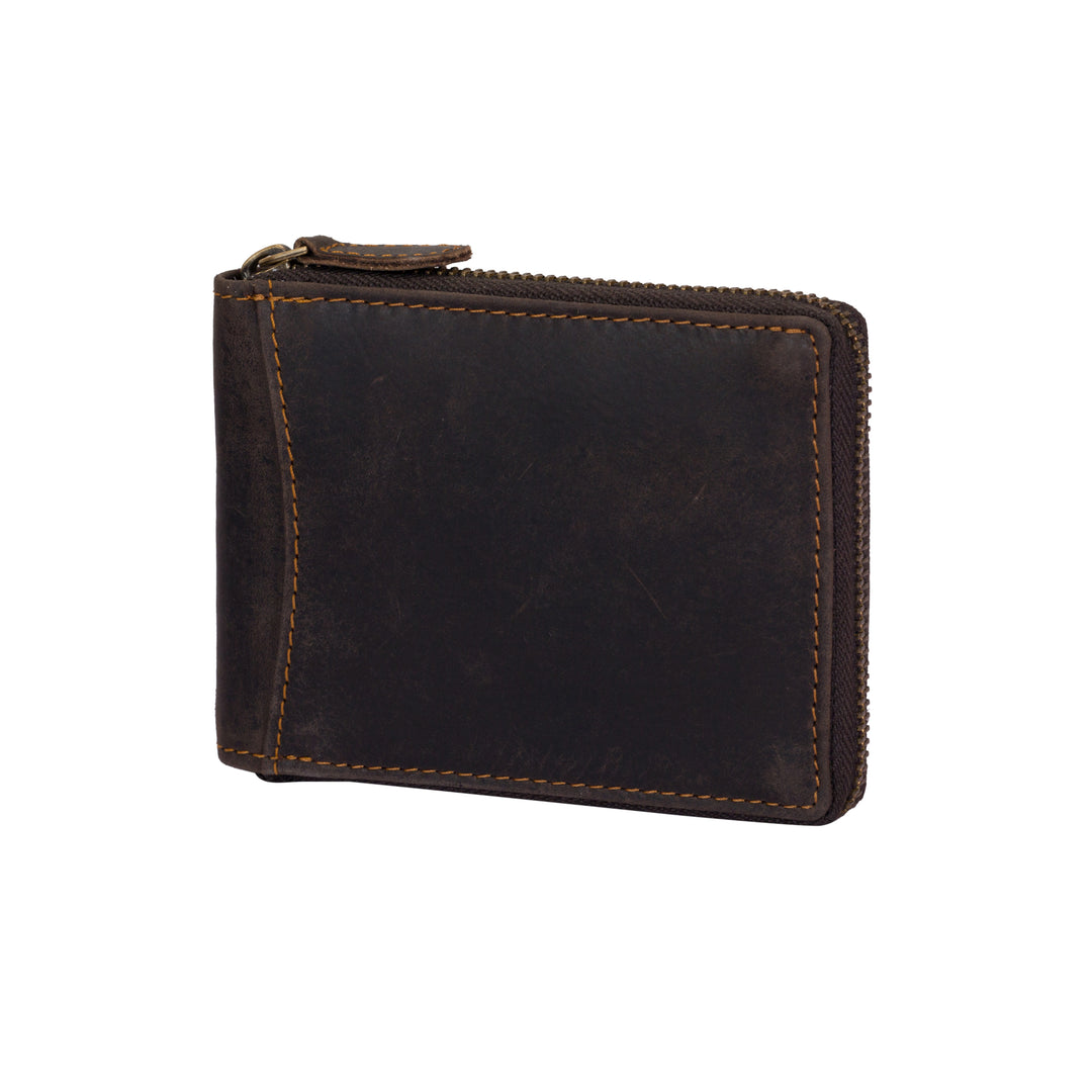 RFID wallet - Zip Around Wallet Buffalo - Brown - Greenwood Leather