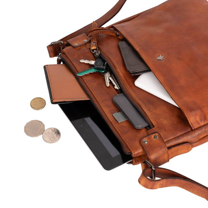Leather Shoulder Bag Robbie - Cognac - Greenwood Leather