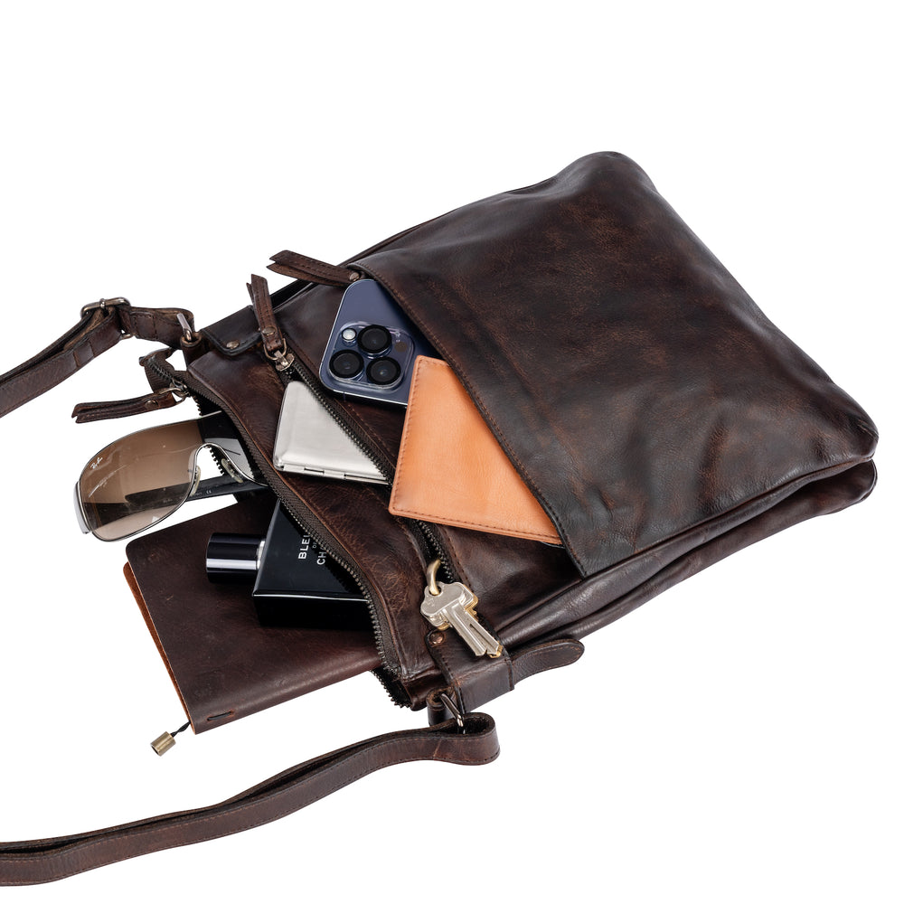 Leather Shoulder Bag Robbie - Brown - Greenwood Leather