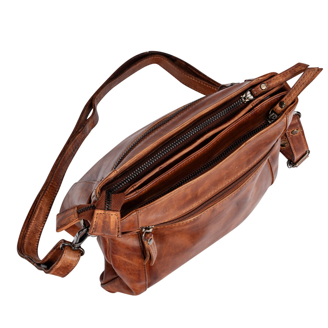 Leather Shoulder Bag 'Isalie' - Cognac - Greenwood Leather