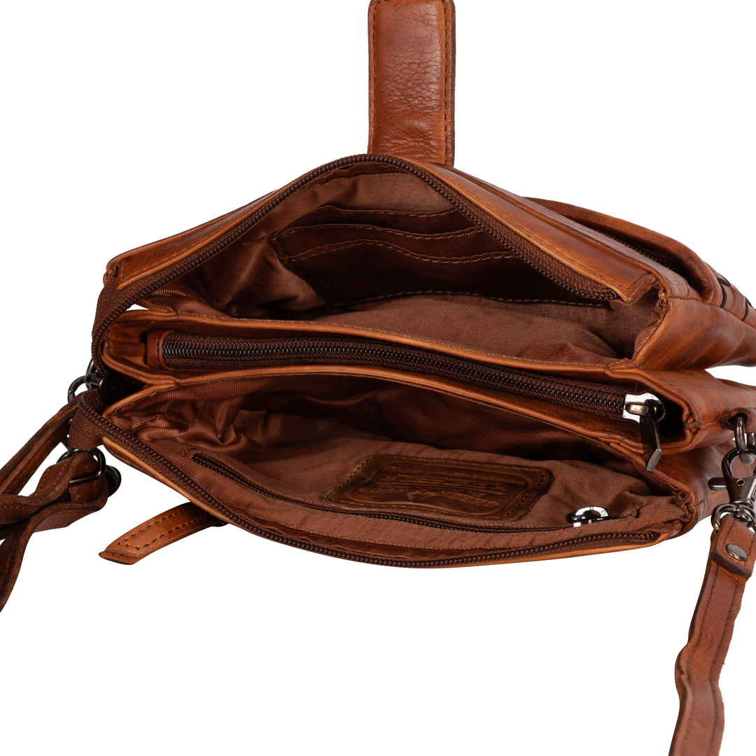 Leather Shoulder Bag Cherry - Cognac