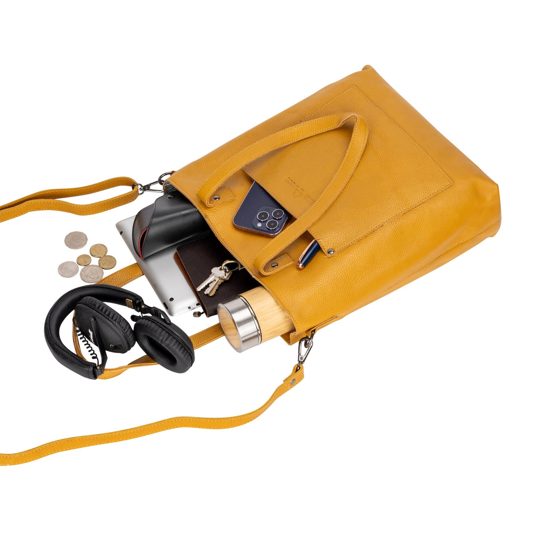 Classic Leather Tote Bag Colorado - Yellow - Greenwood Leather