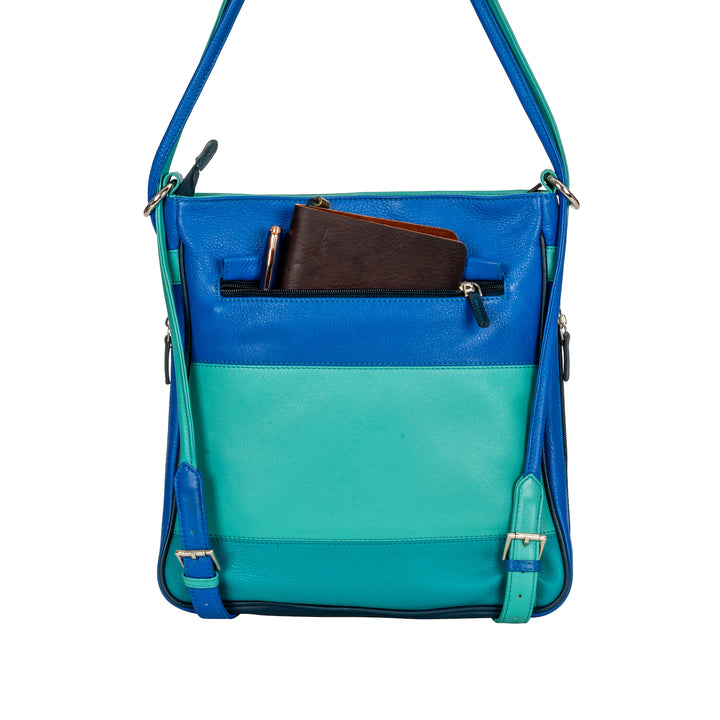 Leather Multicolor Backpack Mae Blue - Greenwood Leather