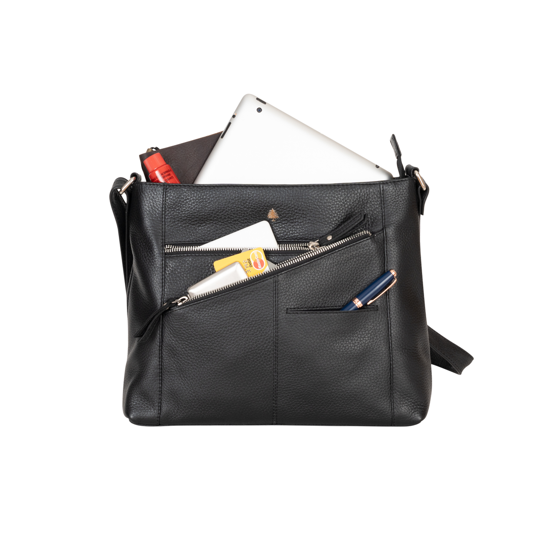 Willow Leather Crossbody Bag – Classic Black