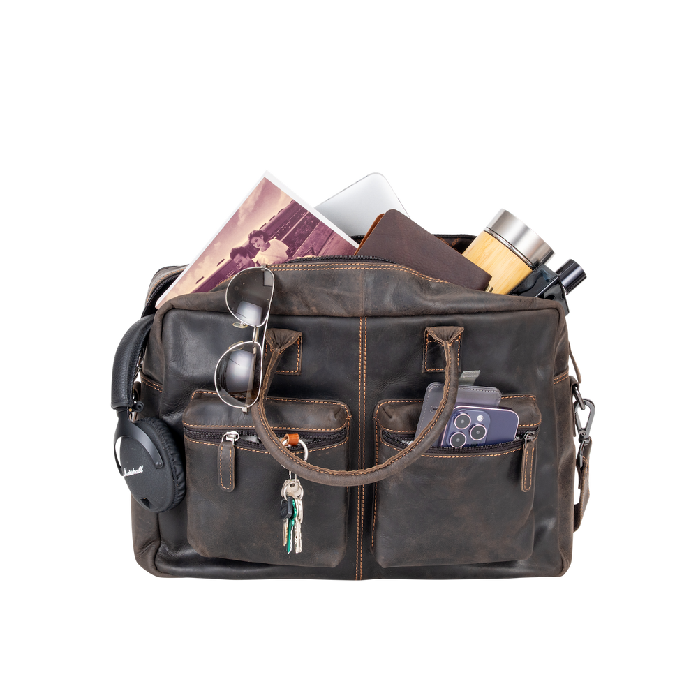 Brown Leather Laptop Bag – Peter Messenger Bag for Men, Fits 16" MacBook Pro - Greenwood Leather
