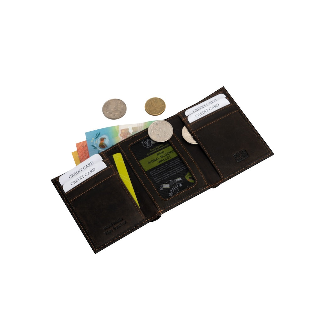 Men’s Tri-Fold RFID Leather Wallet Wellington - Greenwood Leather
