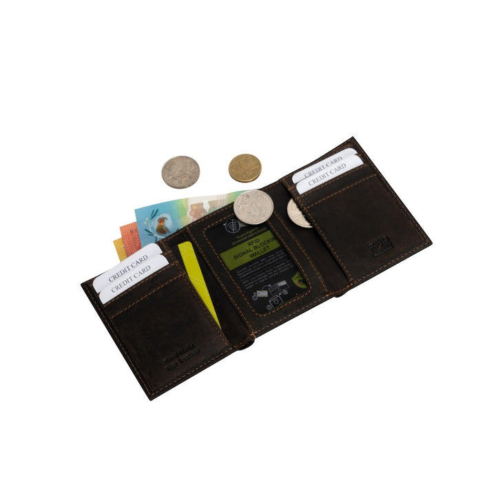 Men’s Tri-Fold RFID Leather Wallet Wellington - Greenwood Leather
