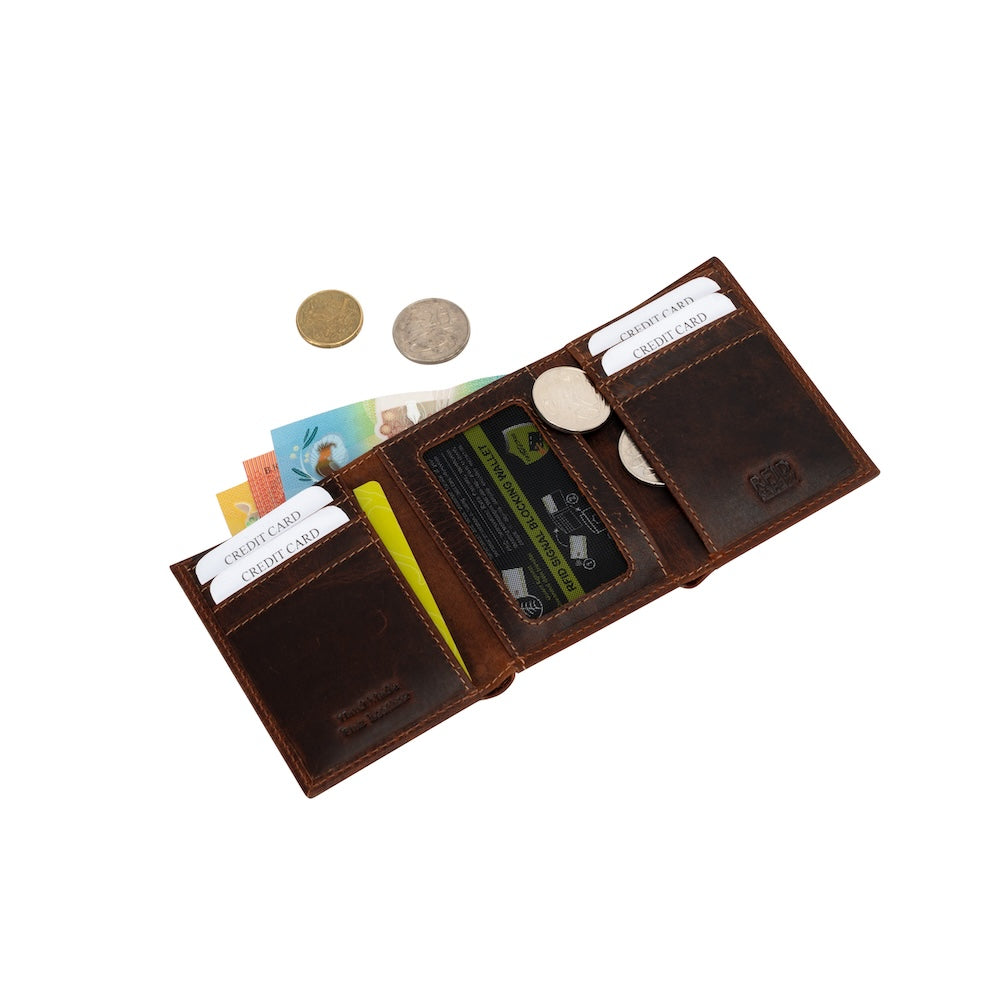 Men’s Tri-Fold RFID Leather Wallet Wellington - Greenwood Leather