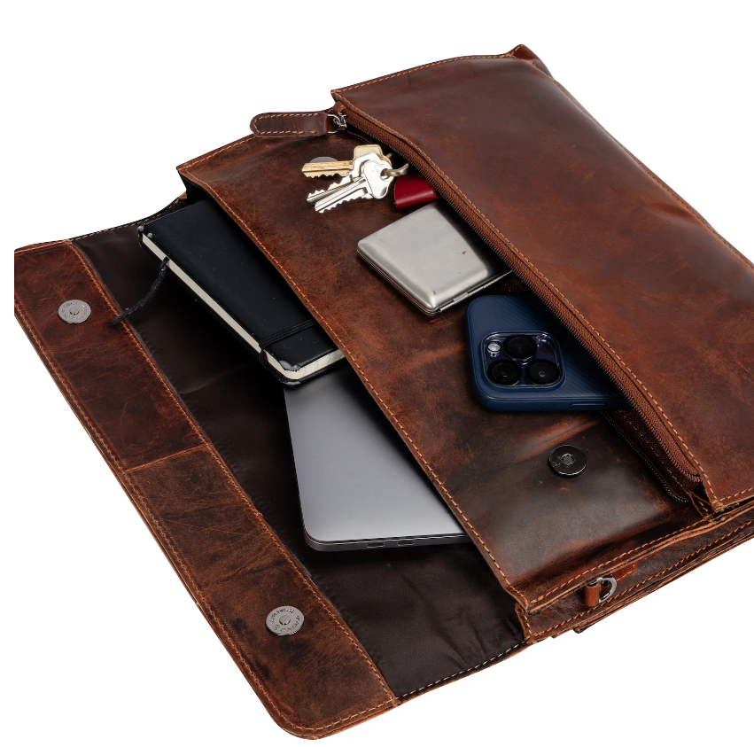 Leather Laptop Sleeve With Strap Sandal Maverick - 14 Inch - Greenwood Leather