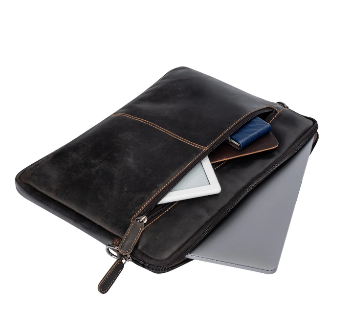 Leather Laptop Sleeve - MacBook Pro/Air 13 / 15 / 16 inch sleeve with Strap - Brown - Greenwood Leather