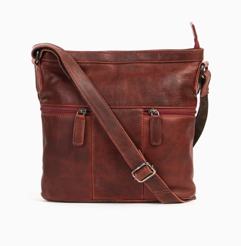 Women Shoulder Bag LD002 Red - Greenwood Leather