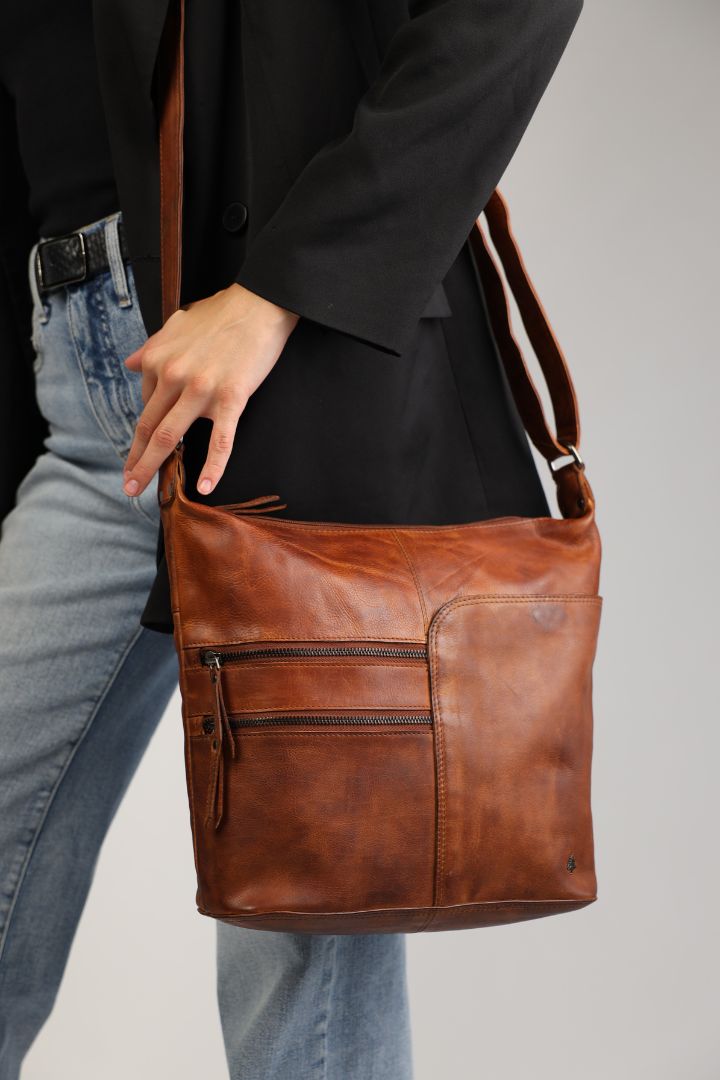 Leather Shoulder bag Bianca - Cognac - Greenwood Leather