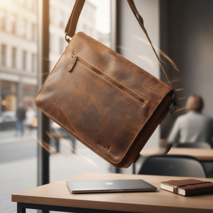 Leather Laptop Bag Berlin - Sandal