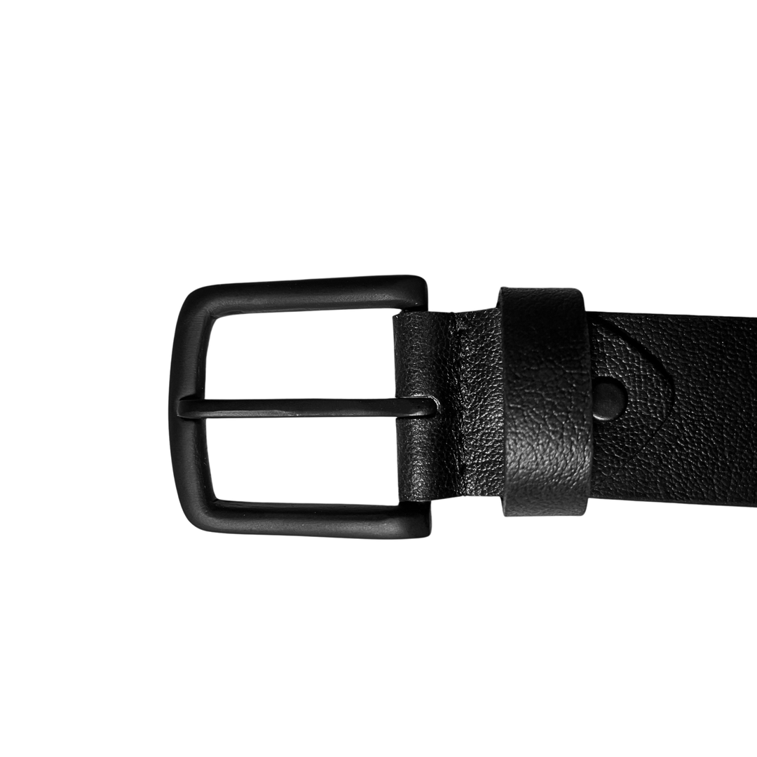 Leather Black Belt with Black Buckle Formal - L - Greenwood Leather