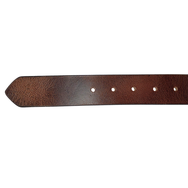 Leather Brown Belt with Vintage Silver Buckle - M - Greenwood Leather
