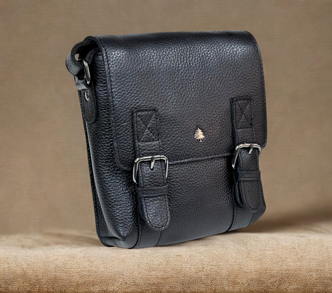 Leather Shoulder Bag Dubbo - Black - Greenwood Leather