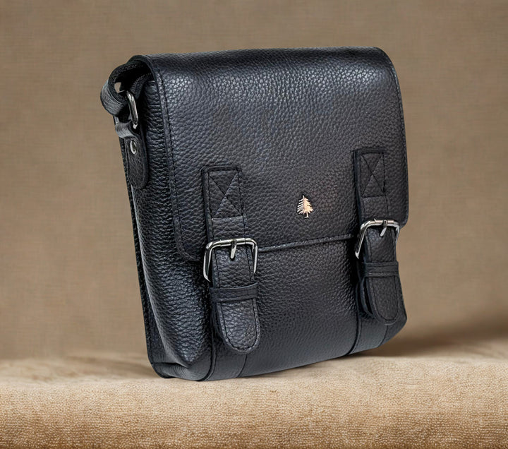 Leather Shoulder Bag Dubbo - Black - Greenwood Leather