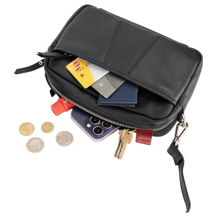 Elora Mini Crossbody – Black Leather Bag