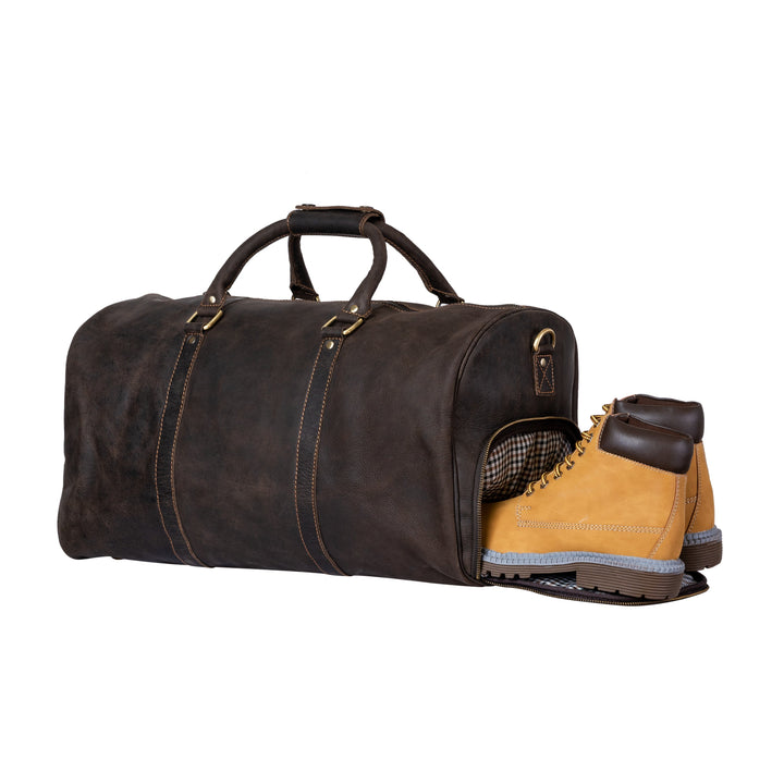 Leather Overnight Bag Milan - Rugged Leather - Brown - Greenwood Leather