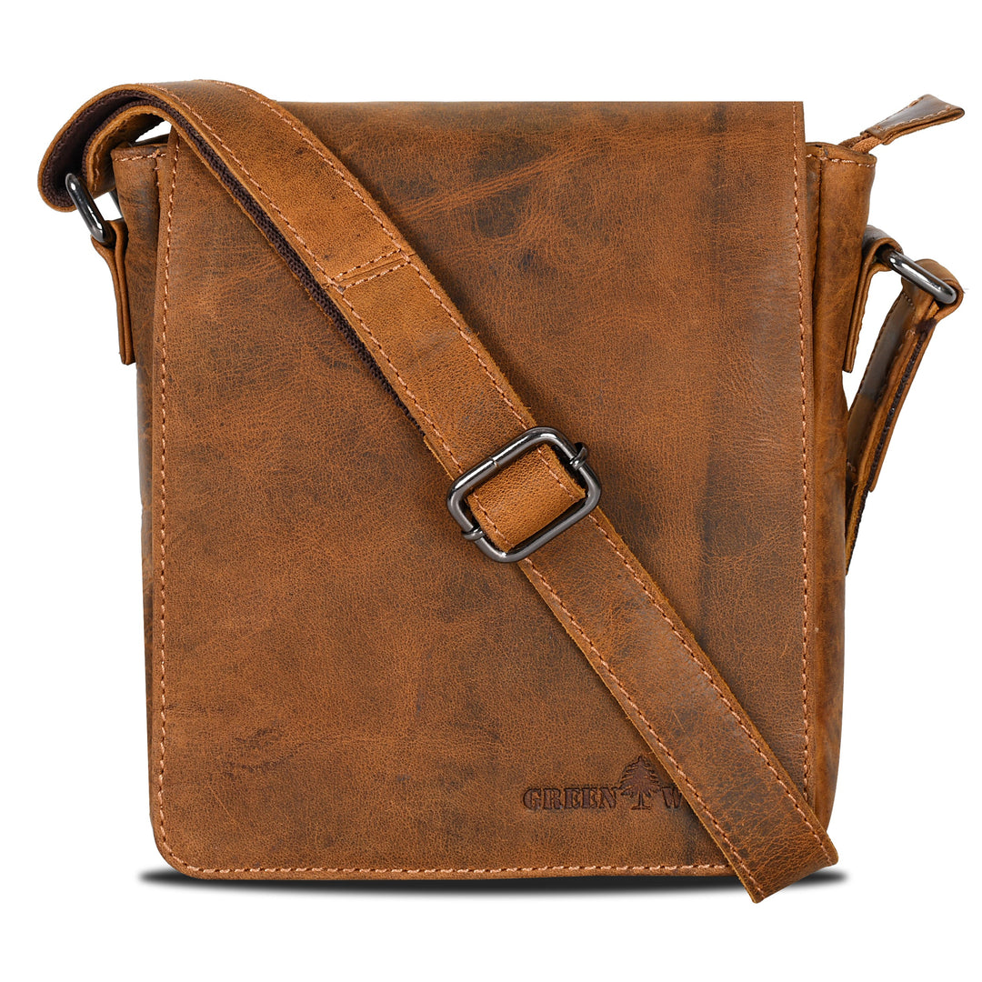 Leather Shoulder Bag Luna - Camel - Greenwood Leather
