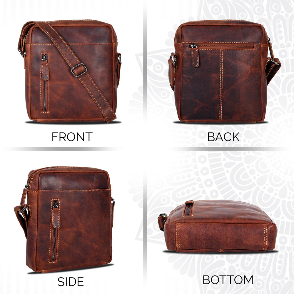 Leather Shoulder bag Dallas - Unisex- Camel - Greenwood Leather
