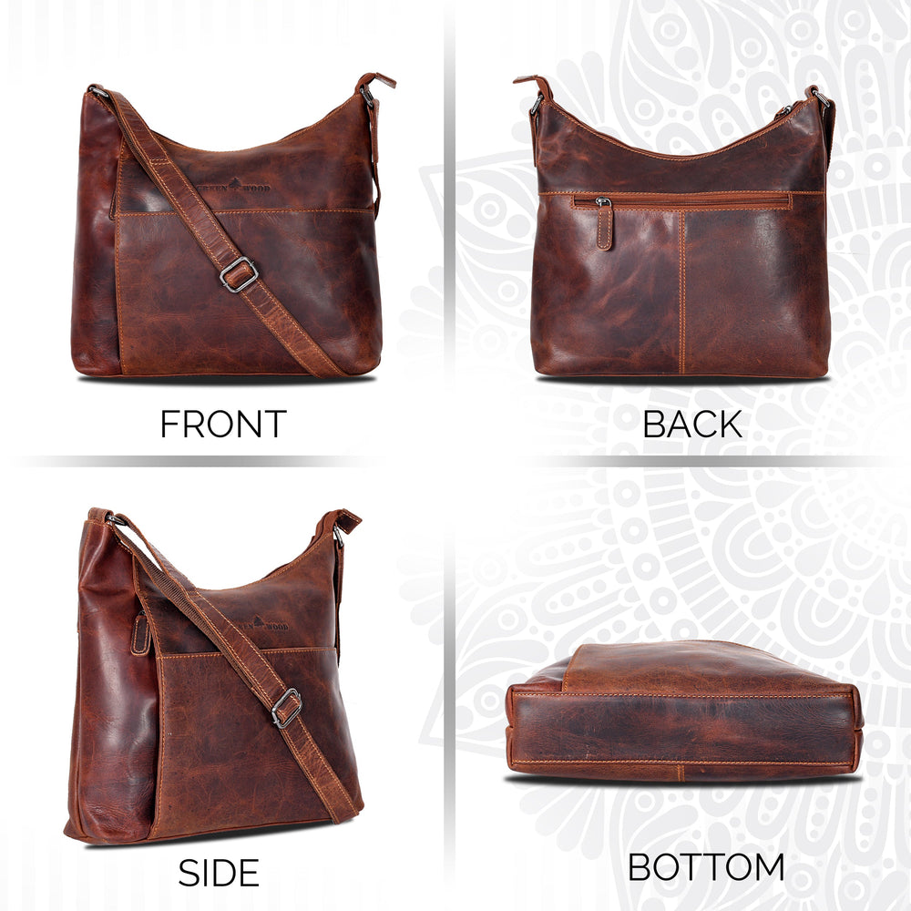 Ladies Shoulder Bag Layla - Sandal - Greenwood Leather