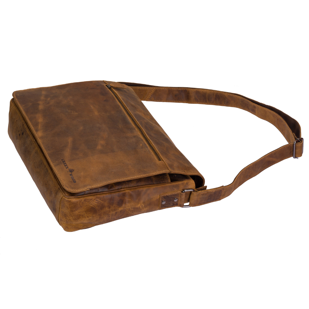 Leather Laptop Bag Richard Camel - Greenwood Leather
