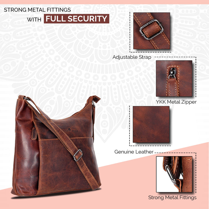 Ladies Shoulder Bag Layla - Sandal - Greenwood Leather
