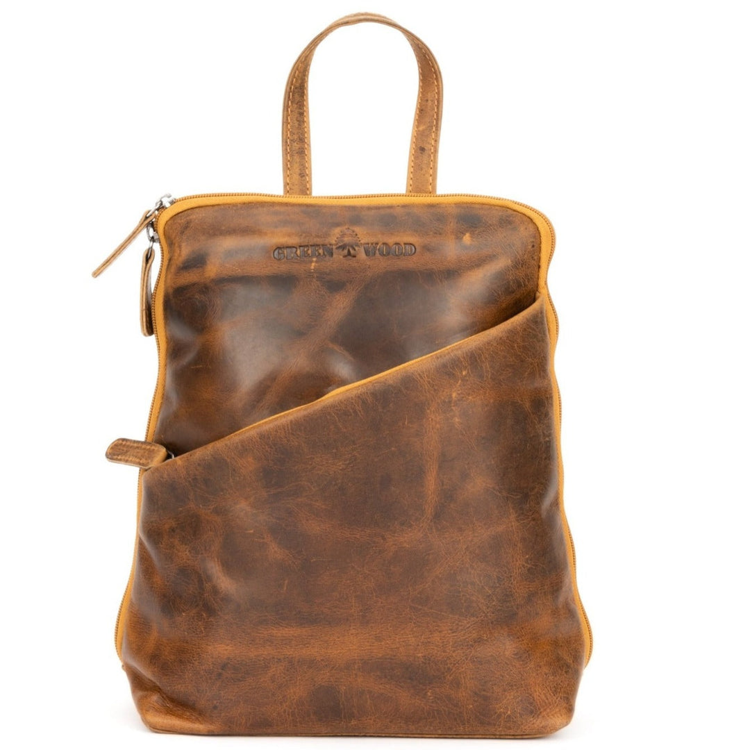 Leather Women's Backpack Claire - Camel - Greenwood Leather