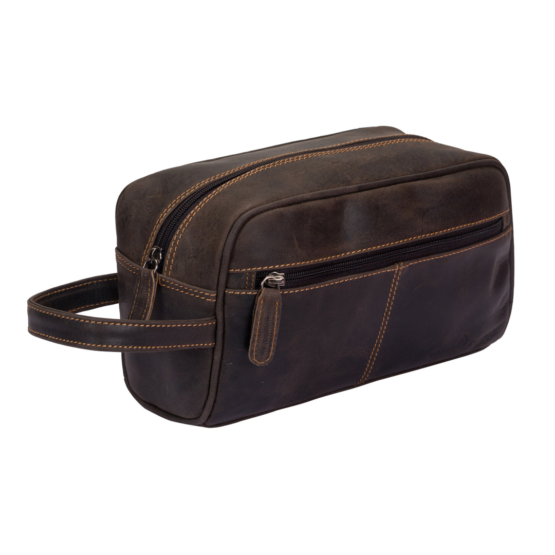 Leather Toiletry Bag Brown - Banff - Greenwood Leather