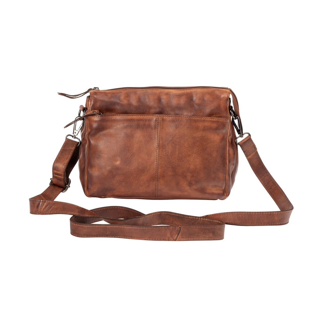 Leather Shoulder Bag June Cognac - Greenwood Leather