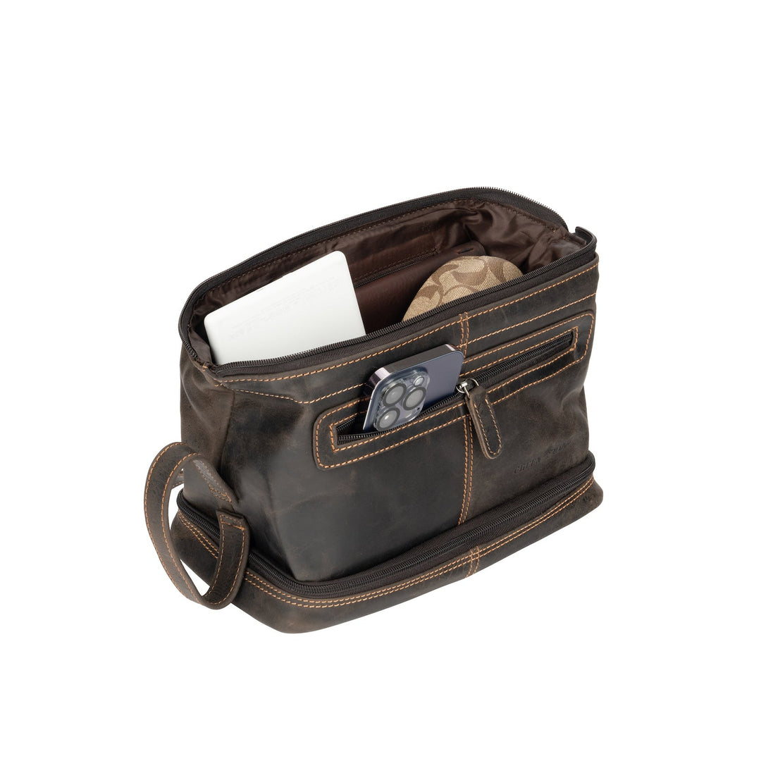 Leather Toiletry Bag Napier - Brown - Greenwood Leather