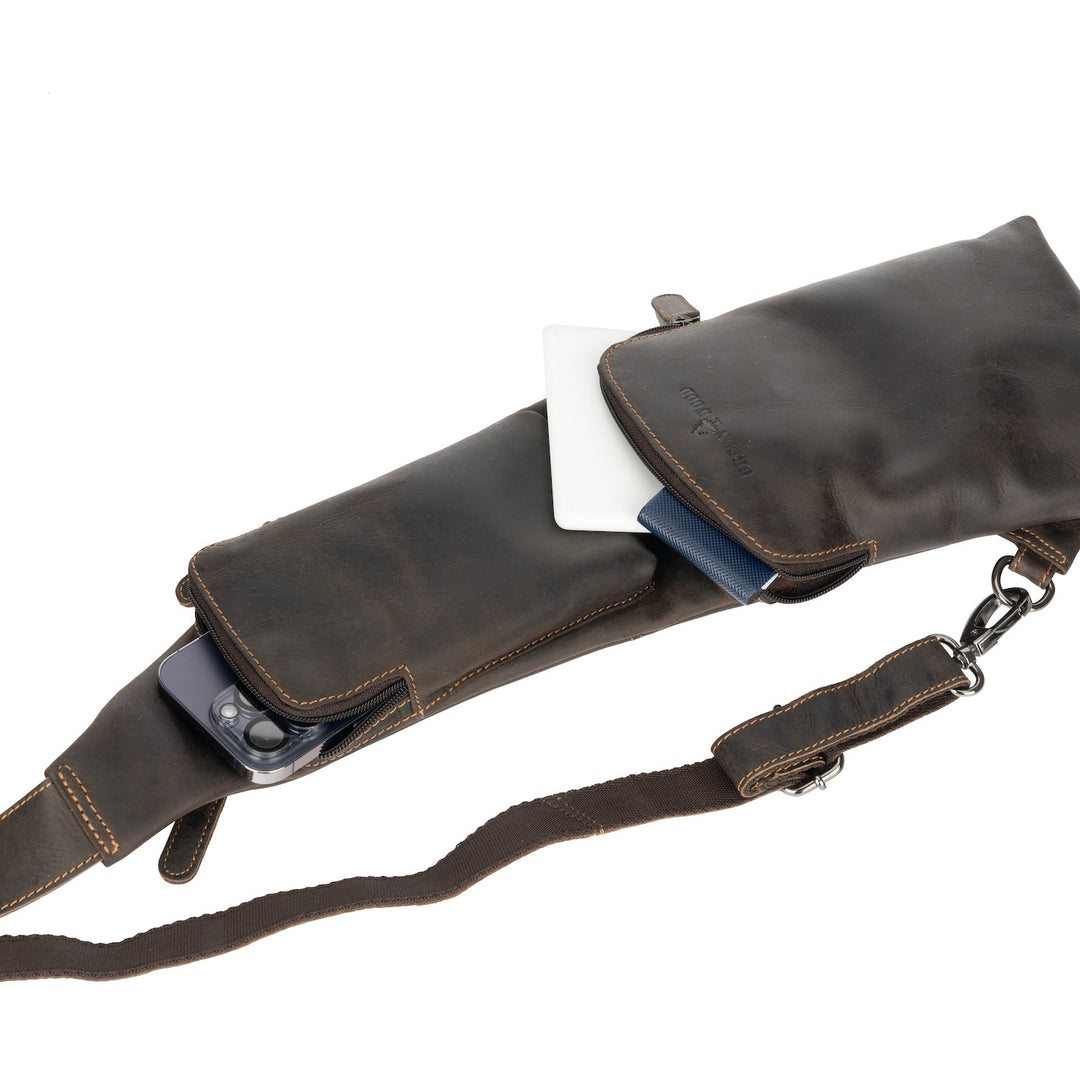 Leather Crossbody Bag Brown - Harley - Greenwood Leather