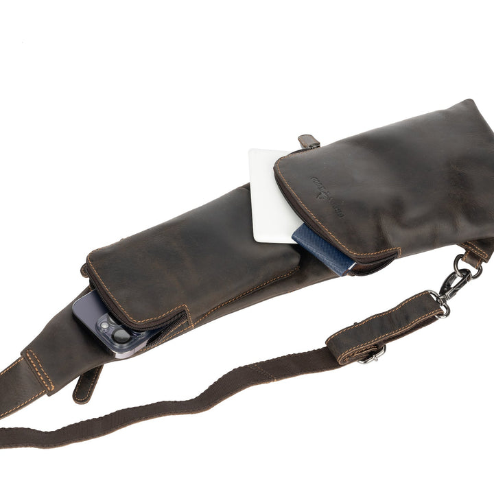 Leather Crossbody Bag Brown - Harley - Greenwood Leather