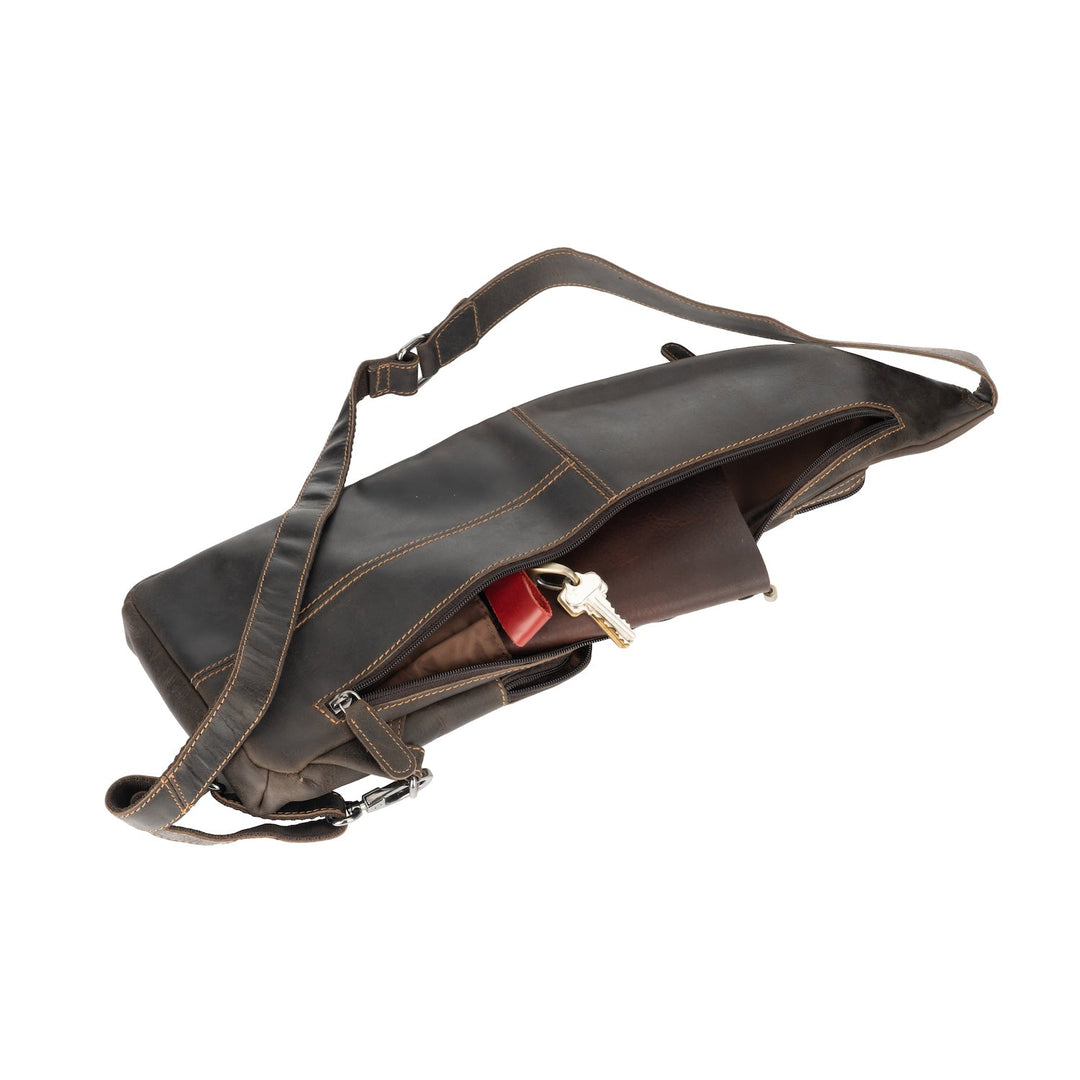 Leather Crossbody Bag Brown - Harley - Greenwood Leather