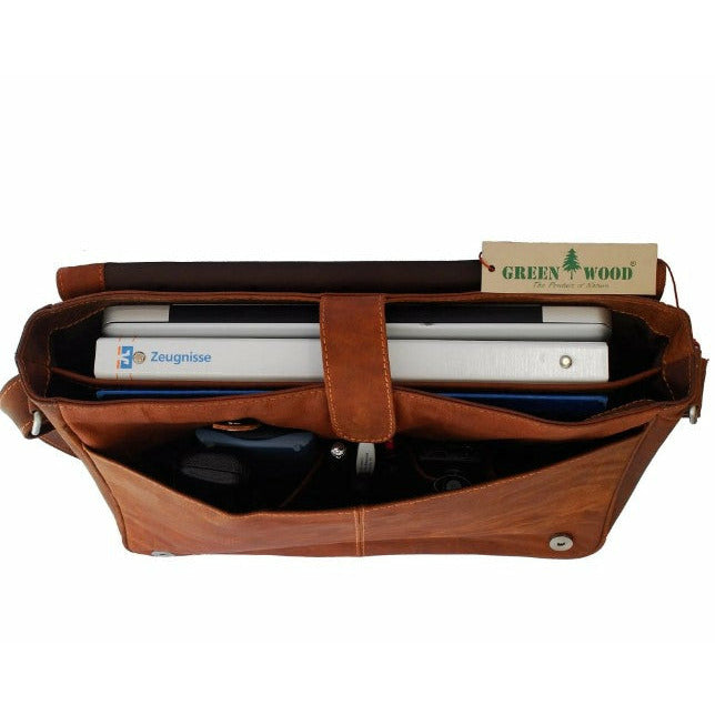Leather Laptop Bag Richard Camel - Greenwood Leather