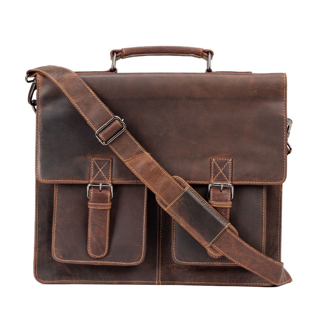 Gerhard 15,6 " Laptop Bag/Briefcase - Sandal - Greenwood Leather