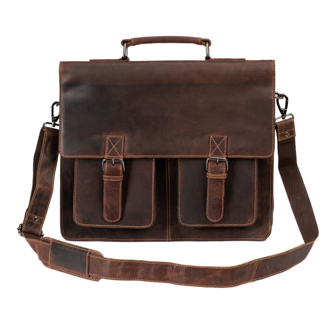 Gerhard 15,6 " Laptop Bag/Briefcase - Sandal - Greenwood Leather