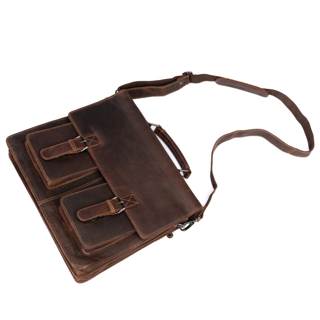 Gerhard 15,6 " Laptop Bag/Briefcase - Sandal - Greenwood Leather