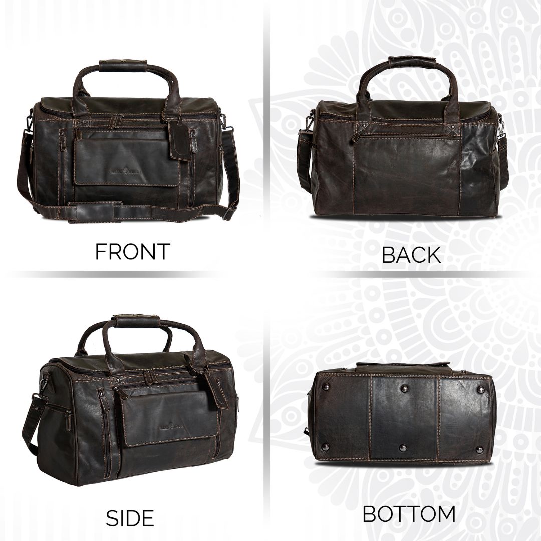 Leather Travel Bag Large Brown Regina - Vintage Look - Greenwood Leather