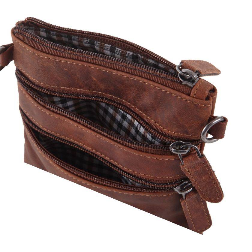 Leather Sling Bag Kempsey - Sandel, Brown - Greenwood Leather